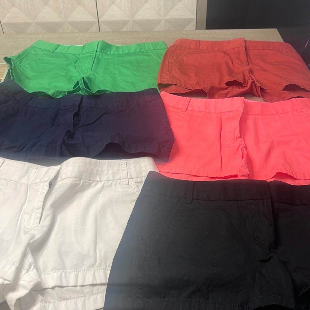 6 pairs of J. Crew chino broken in woman’s shorts size 6